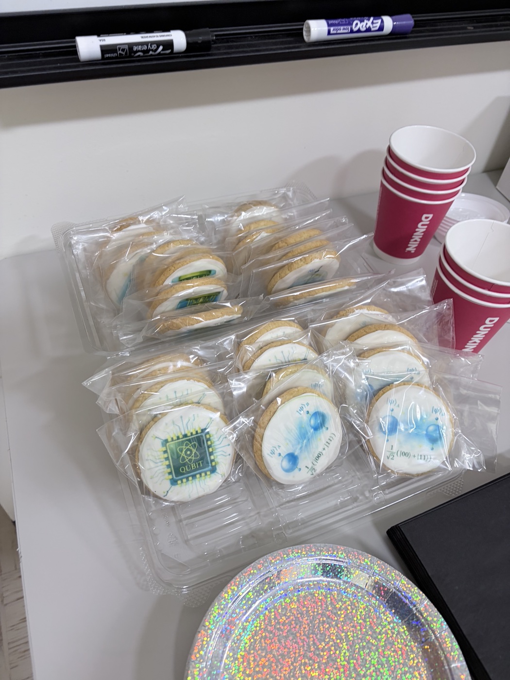 Qubit-themed cookies from dissertation defense day